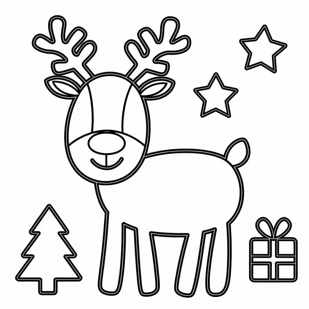 Desenho deUma Rena de Natal Simples para colorir