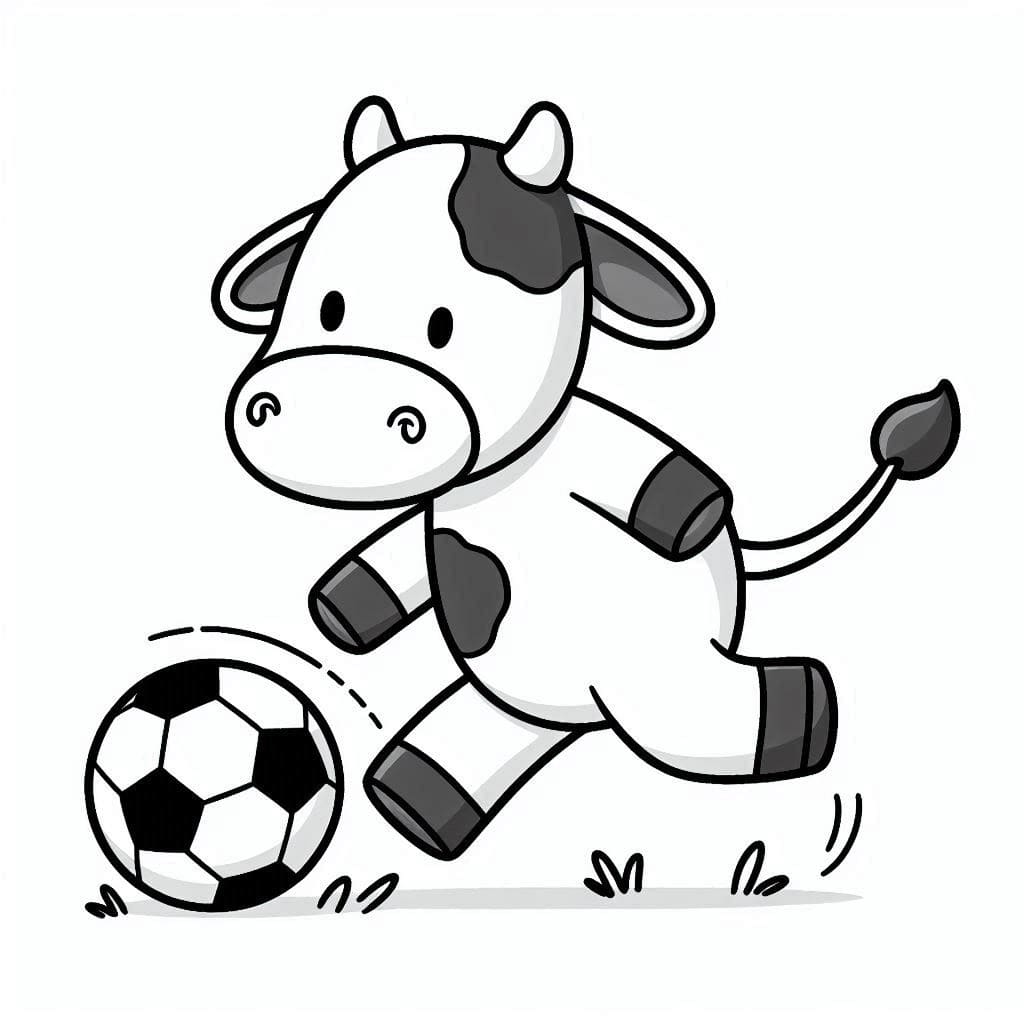 Desenho deUma Vaca Joga Futebol para colorir