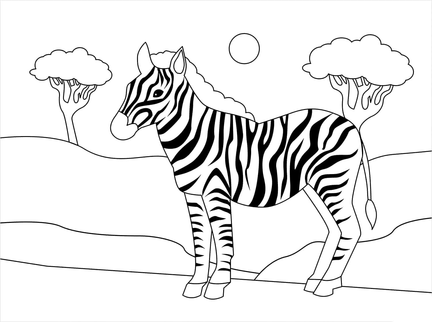 Desenho deUma Zebra Selvagem para colorir