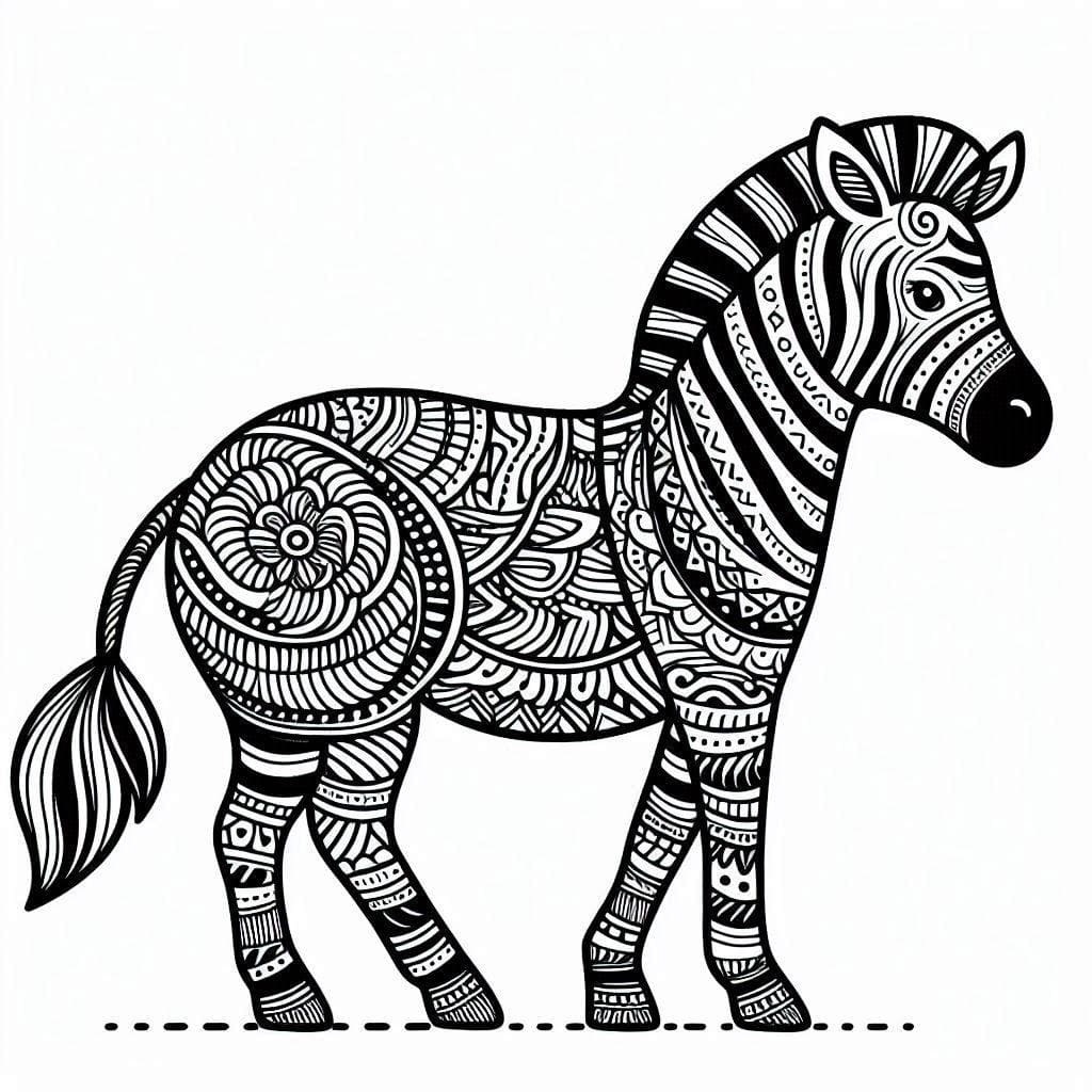 Desenho deUma Zebra Zentangle para colorir