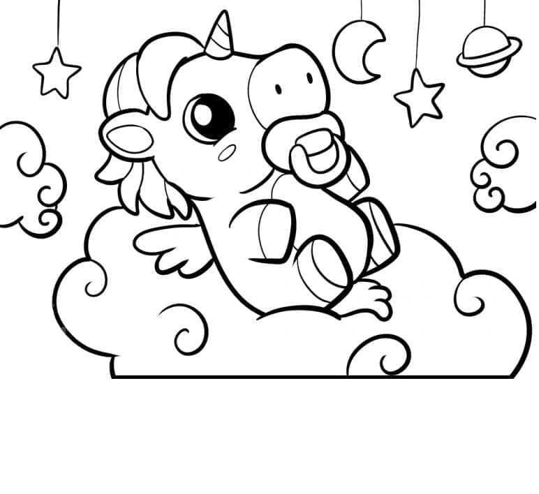 Desenho deUnicornio Bebe Alegre para colorir