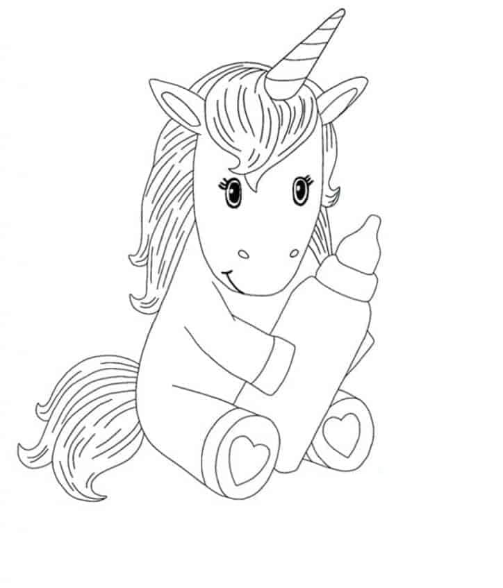 Desenho deUnicornio Bebe Para Crianças para colorir