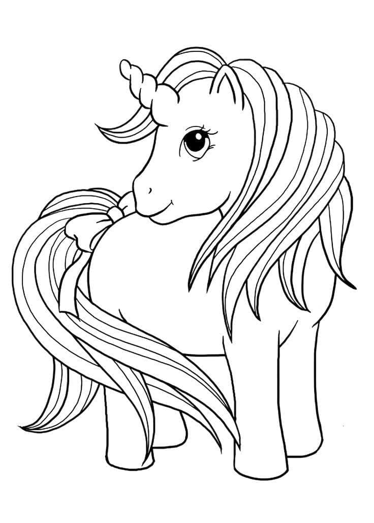 Desenho deUnicornio Bebe Sorridente para colorir