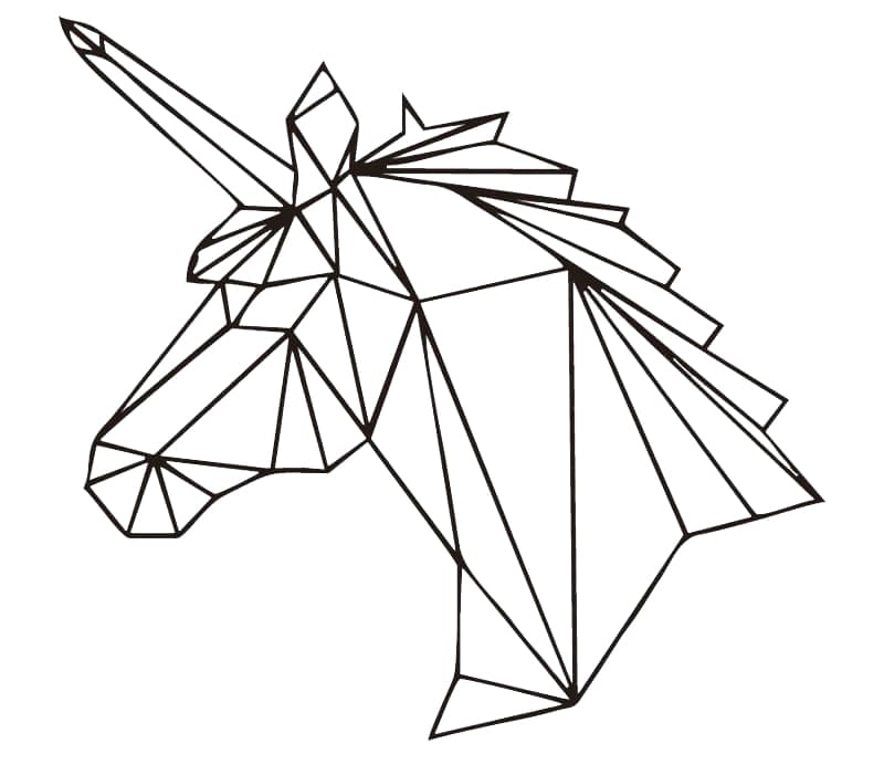 Desenho deUnicórnio De Origami para colorir