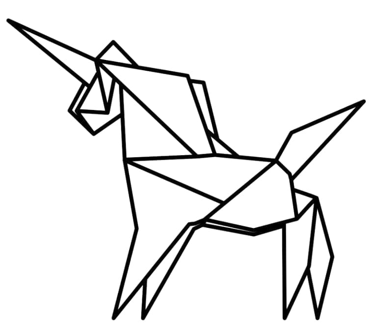 Desenho deUnicórnio Origami para colorir