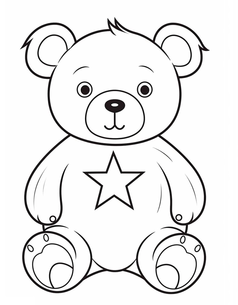 Desenho deUrsinho com Estrela para colorir