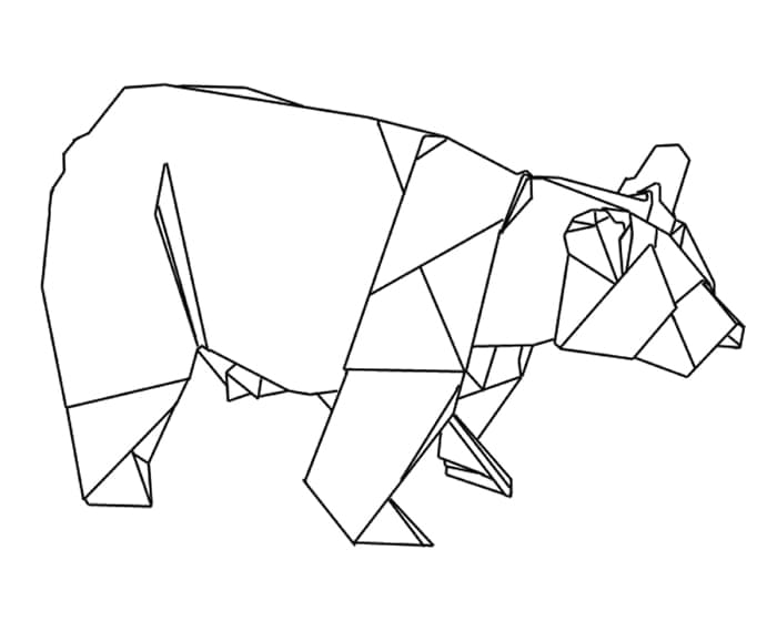 Desenho deUrso De Origami para colorir