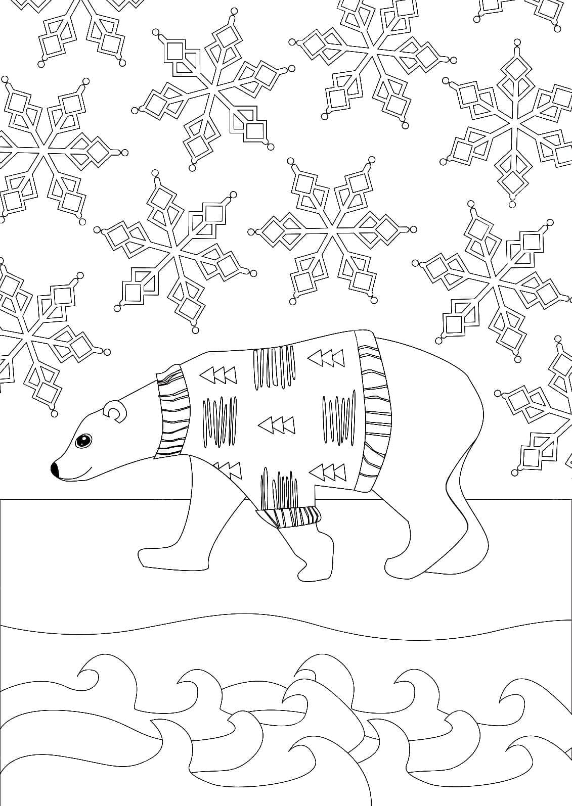 Desenho deUrso Polar de Inverno para colorir