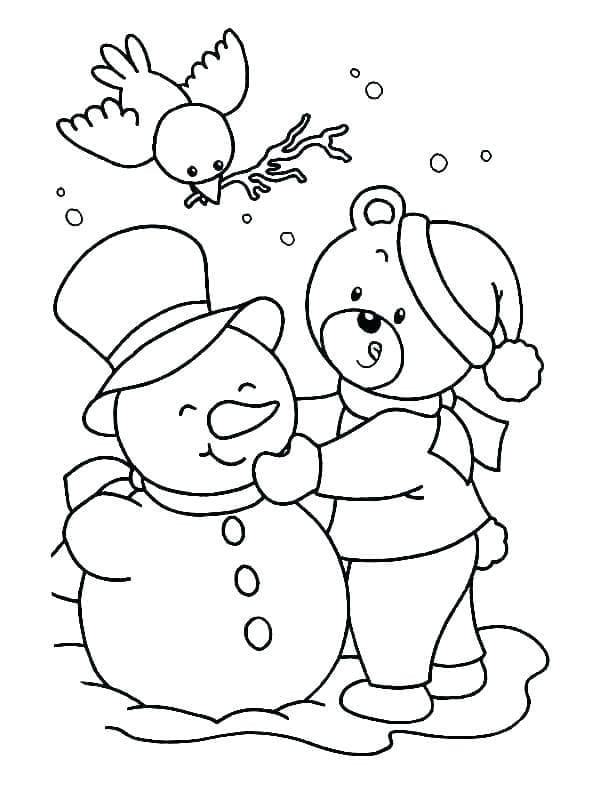 Desenho deUrso de Inverno Adorável para colorir