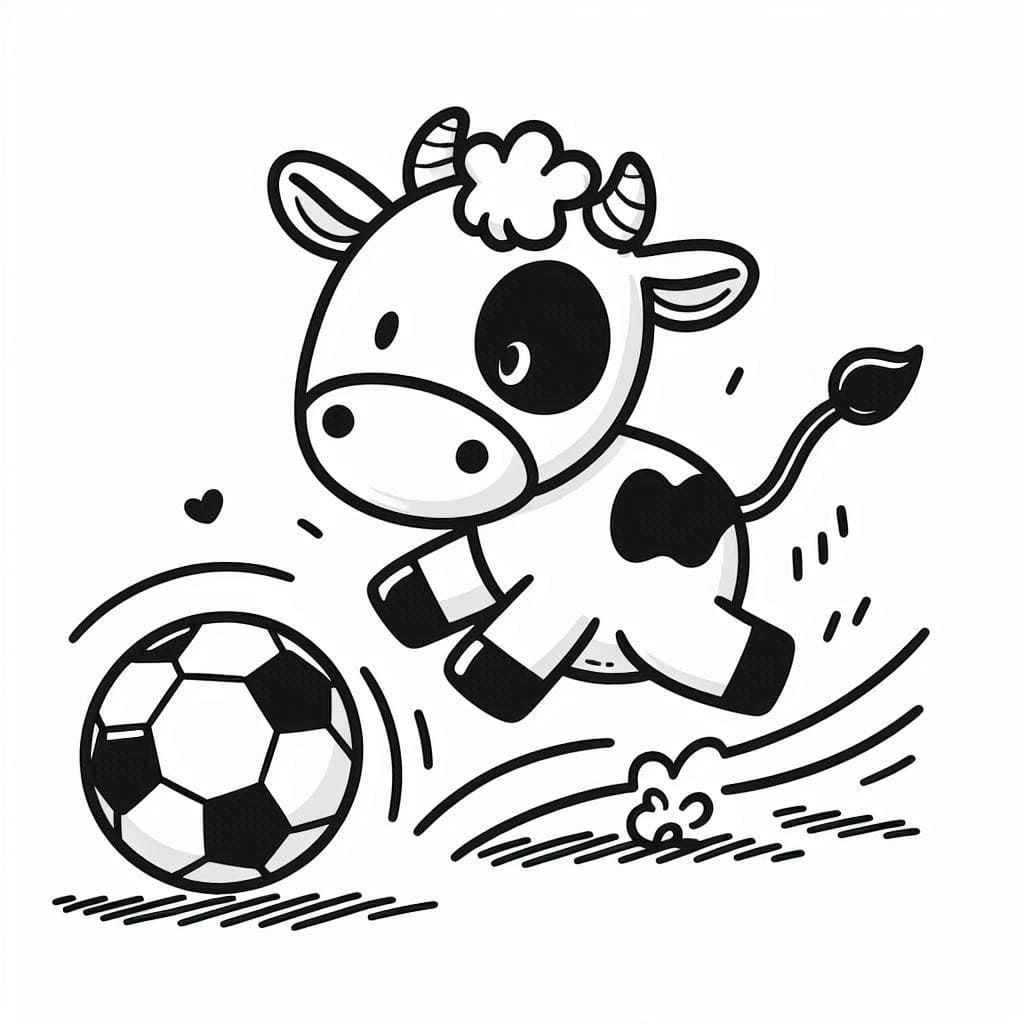 Desenho deVaca Joga Futebol para colorir