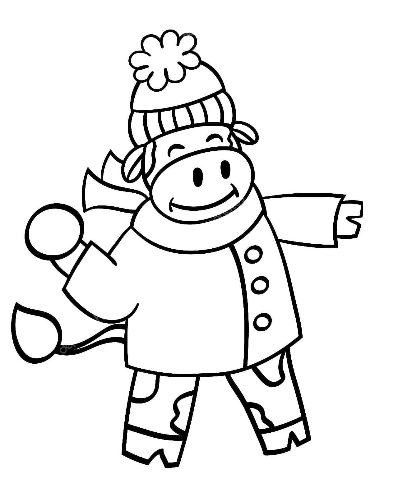 Desenho deVaca de Inverno para colorir