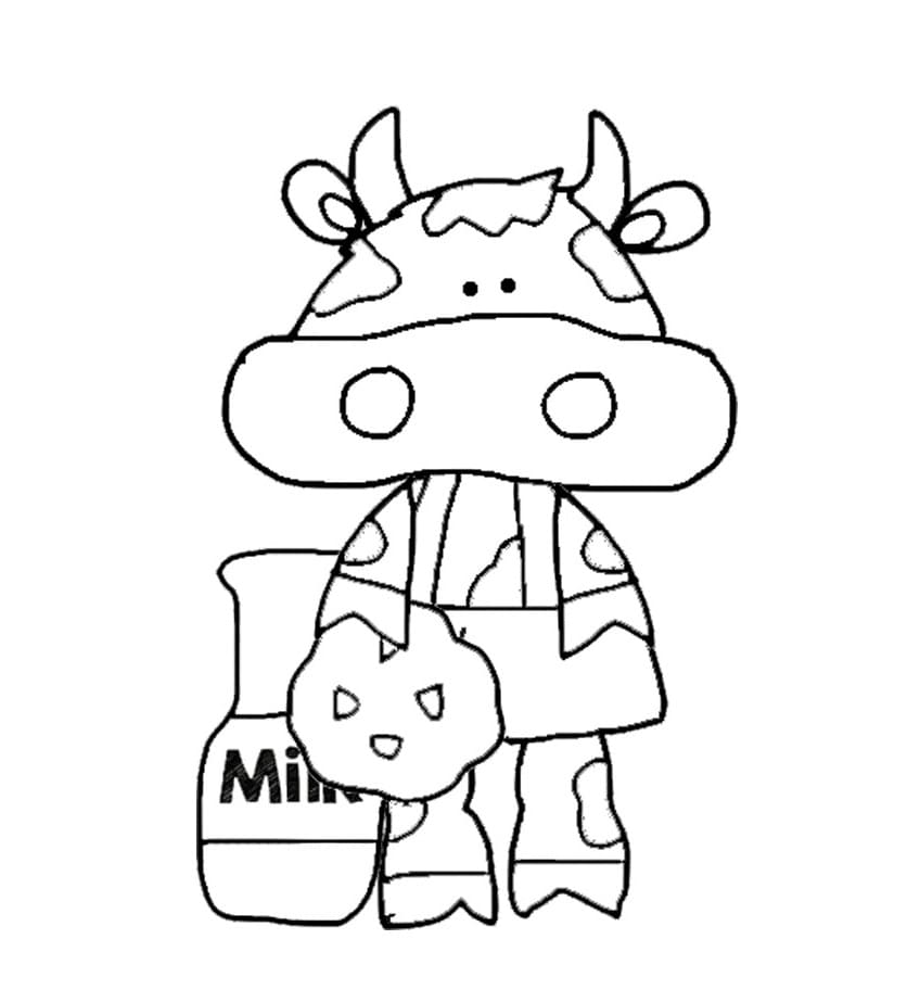 Desenho de Vaca e Biscoito para colorir