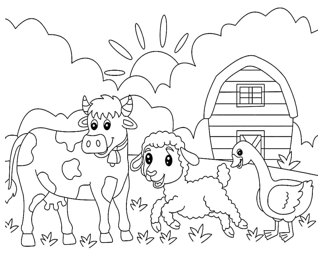 Desenho deVaca na Fazenda para colorir