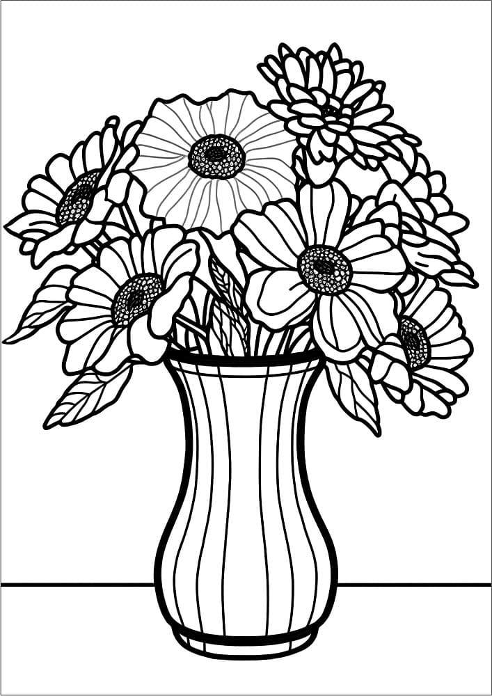 Desenho deVaso de Flores Incrível para colorir