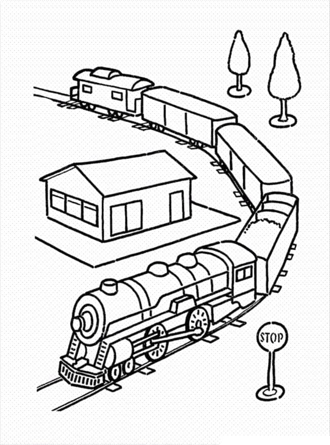 Desenho deViagem de Trem para colorir