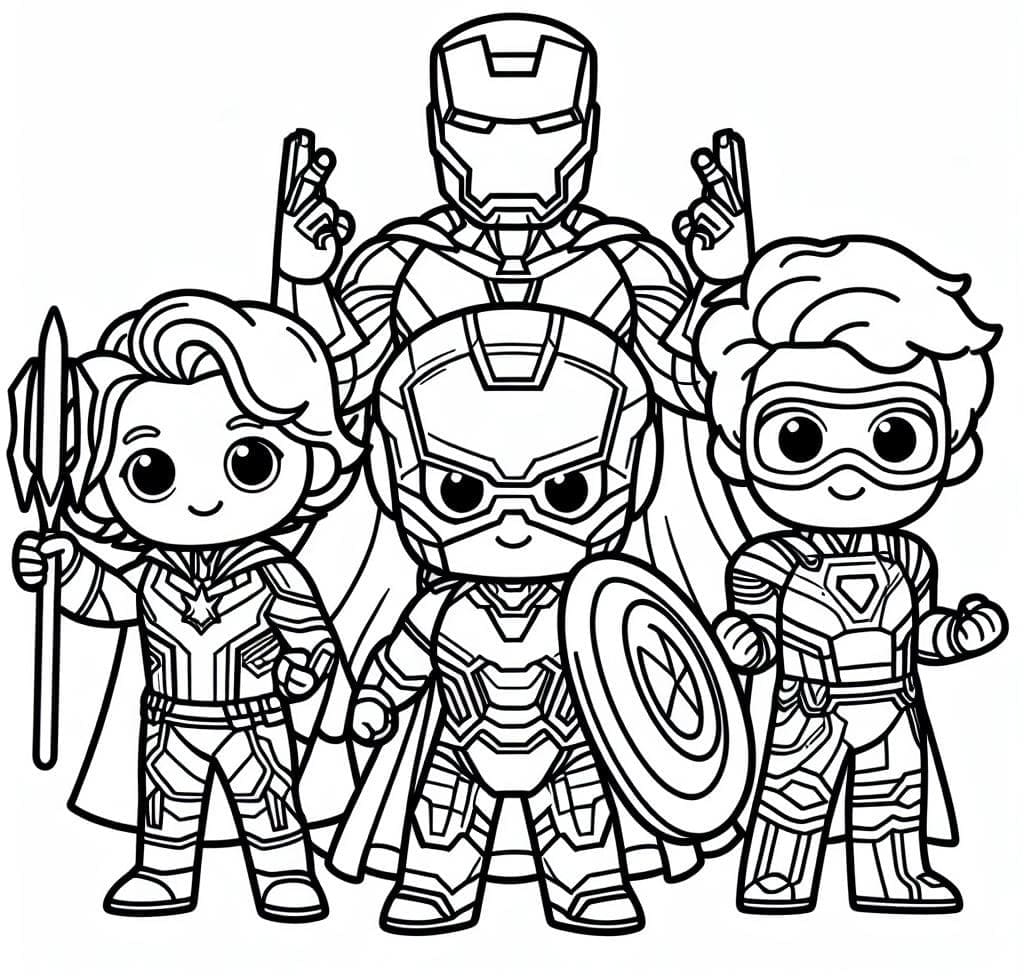 Desenho deVingadores Chibi para colorir