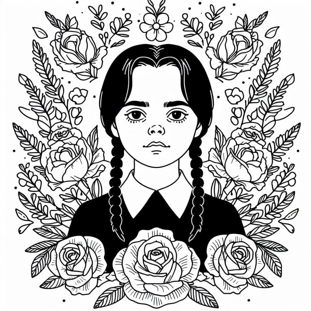 Desenho deWandinha Addams Grátis Para Crianças para colorir