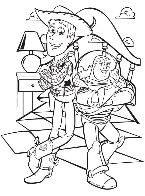 Desenho deWoody e Buzz Lightyear Toy Story para colorir