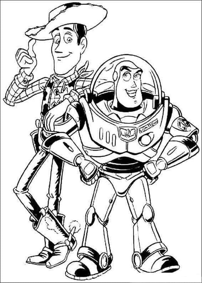 Desenho deWoody e Buzz Toy Story para colorir