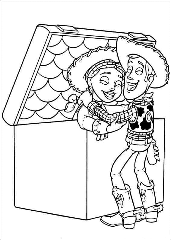 Desenho deWoody e Jessie Toy Story para colorir