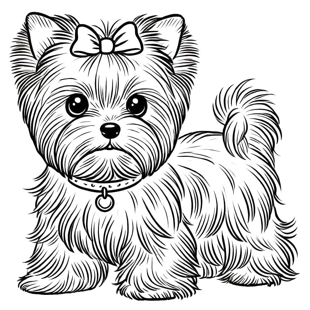 Desenho deYorkshire Terrier Feliz para colorir