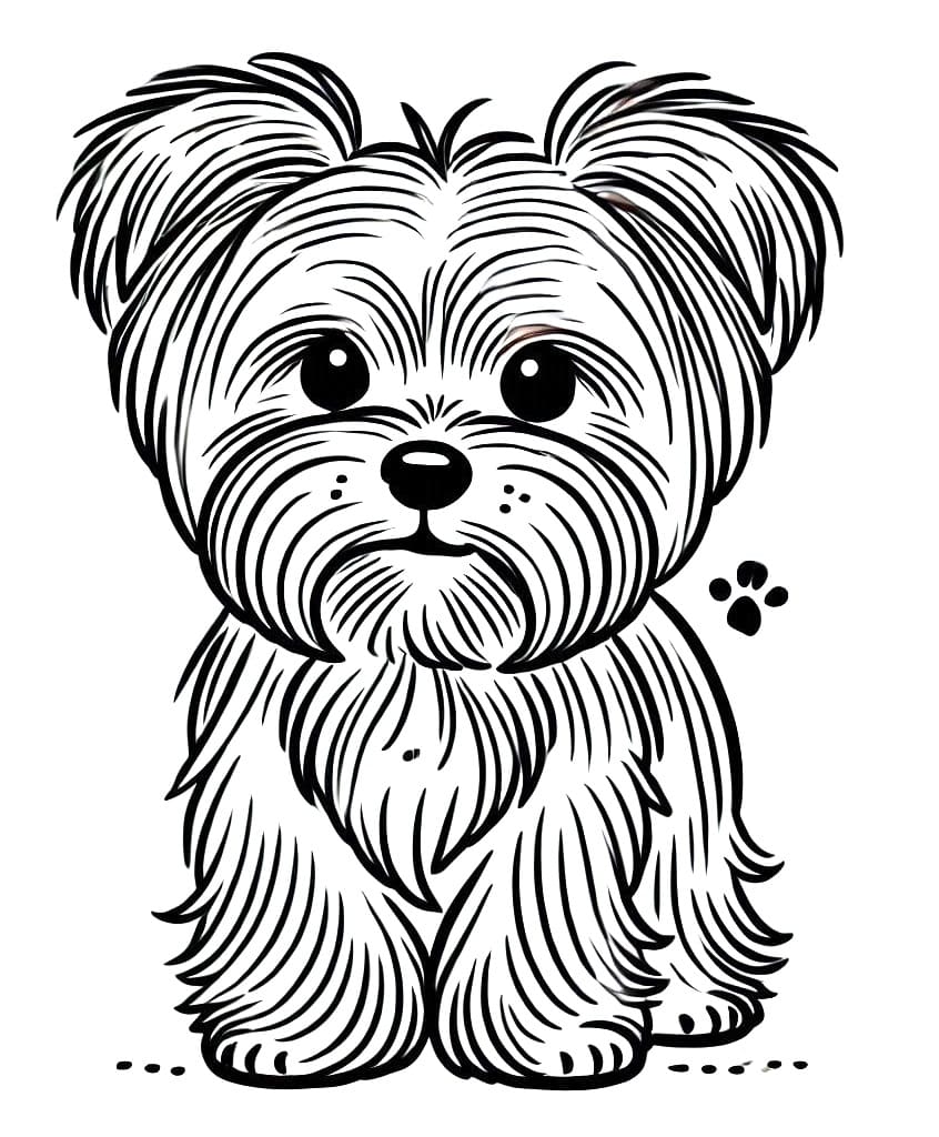 Desenho deYorkshire Terrier Fofo para colorir