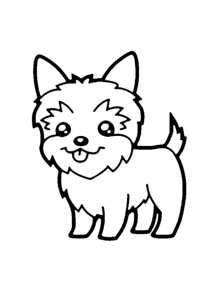 Desenho deYorkshire Terrier Kawaii para colorir