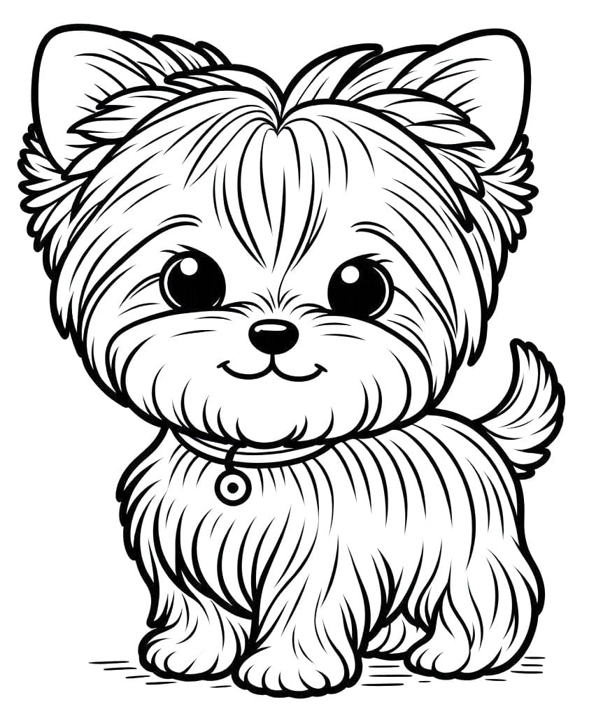 Desenho deYorkshire Terrier Sorridente para colorir