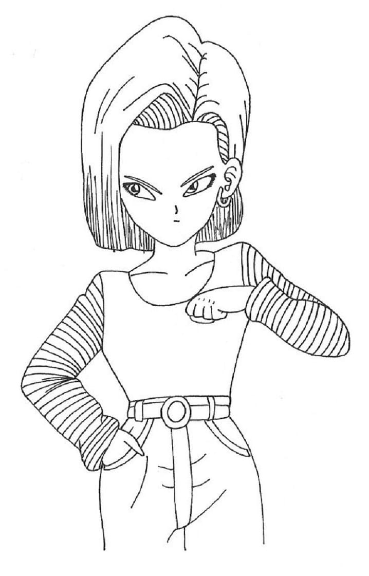 Desenho deAndroide 18 de Dragon Ball Z para colorir