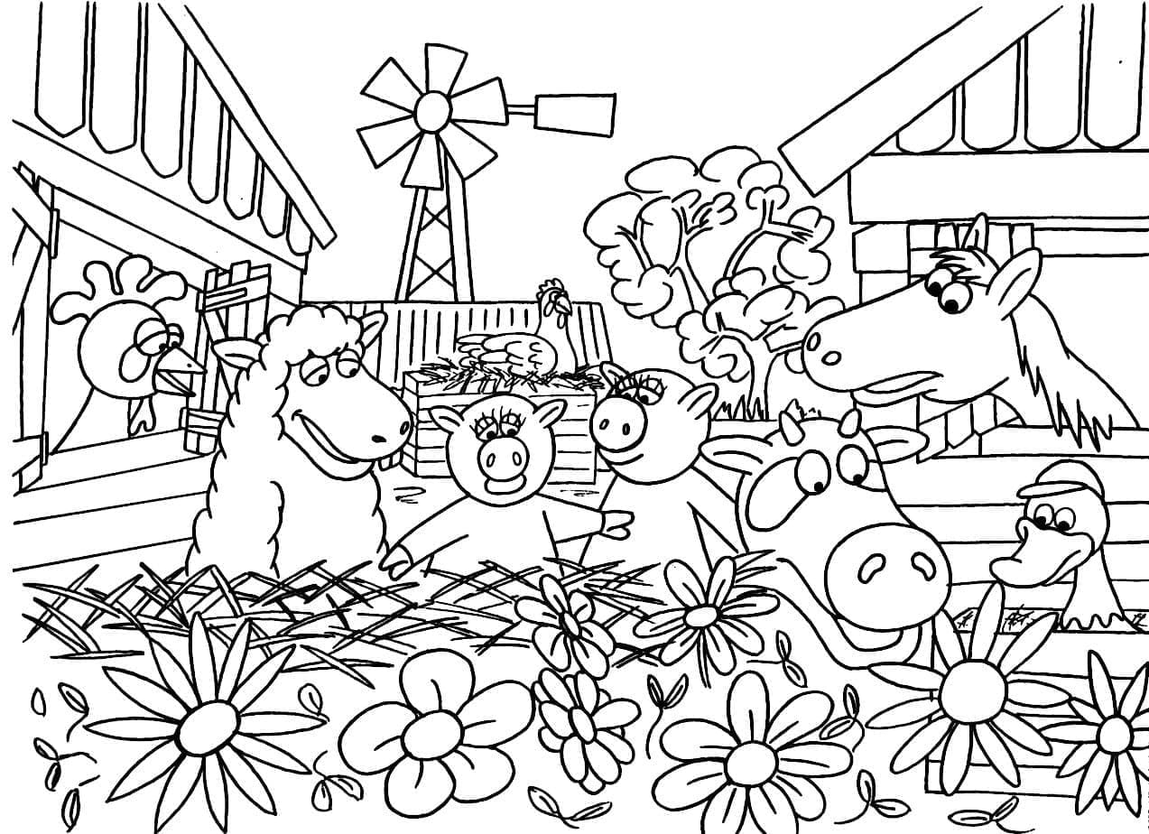 Desenho de Animais na Fazenda para colorir