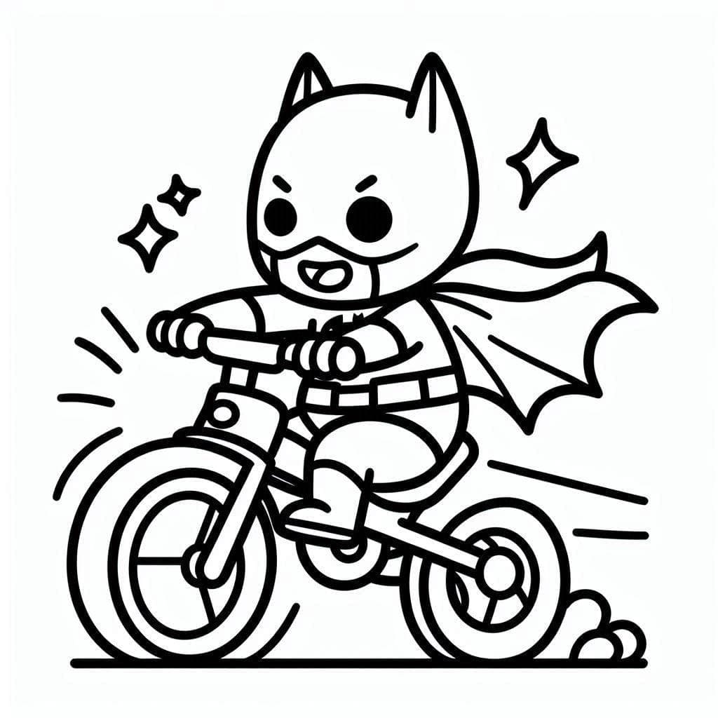 Desenho de Batman Andando de Bicicleta para colorir