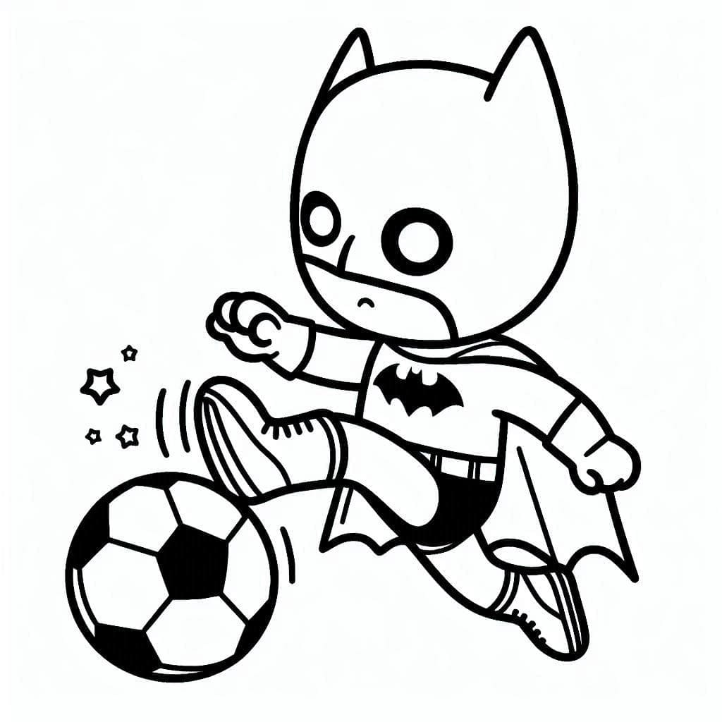 Desenho de Batman Jogando Futebol para colorir