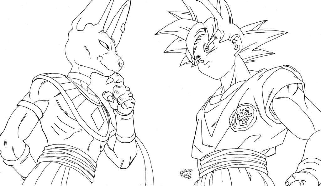 Desenho deBeerus e Goku de Dragon Ball Z para colorir