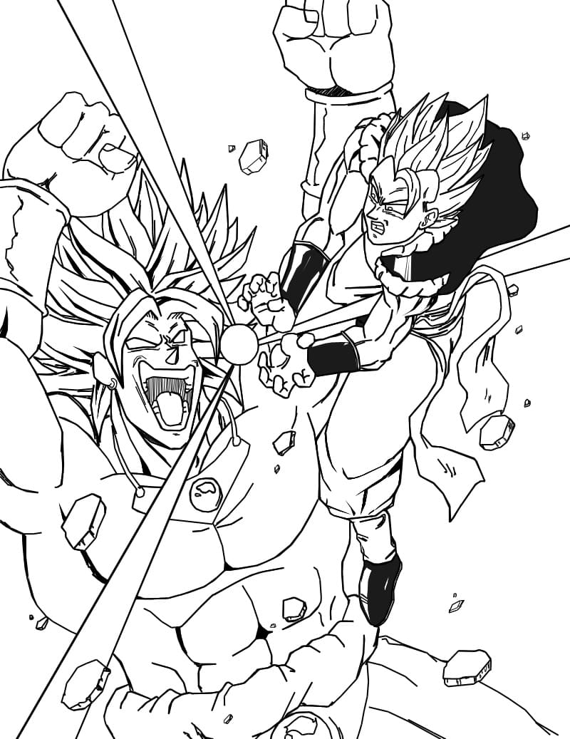 Desenho deBroly vs Gogeta de Dragon Ball Z para colorir