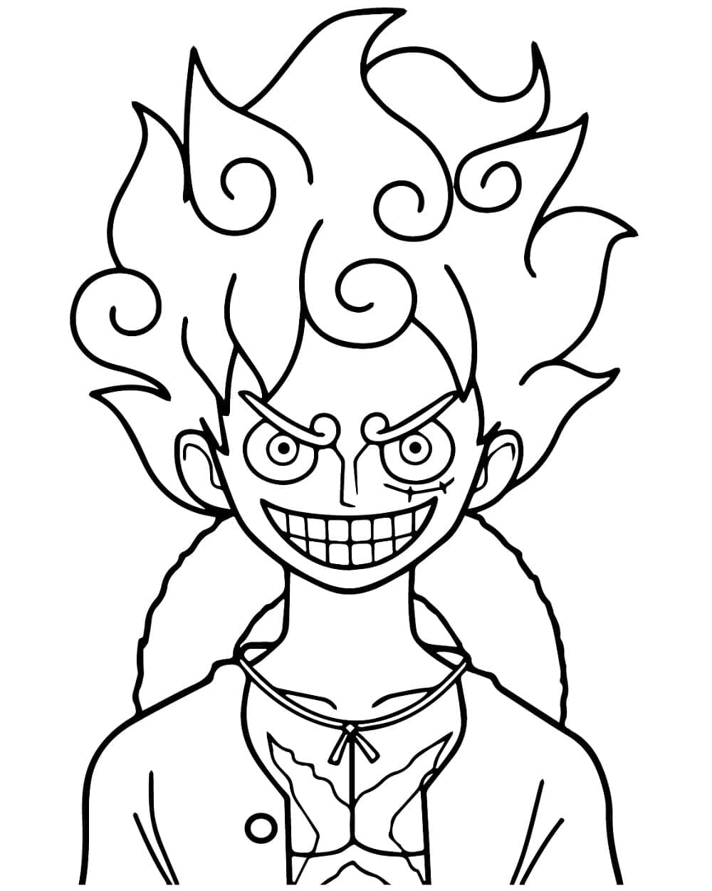 Desenho deCara de Luffy Gear 5 para colorir