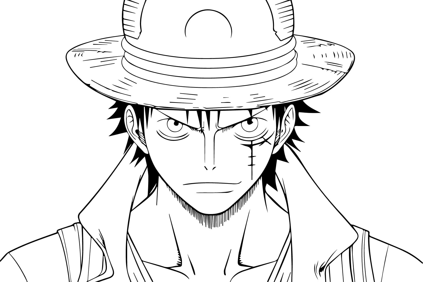 Desenho deCara de Luffy One Piece para colorir