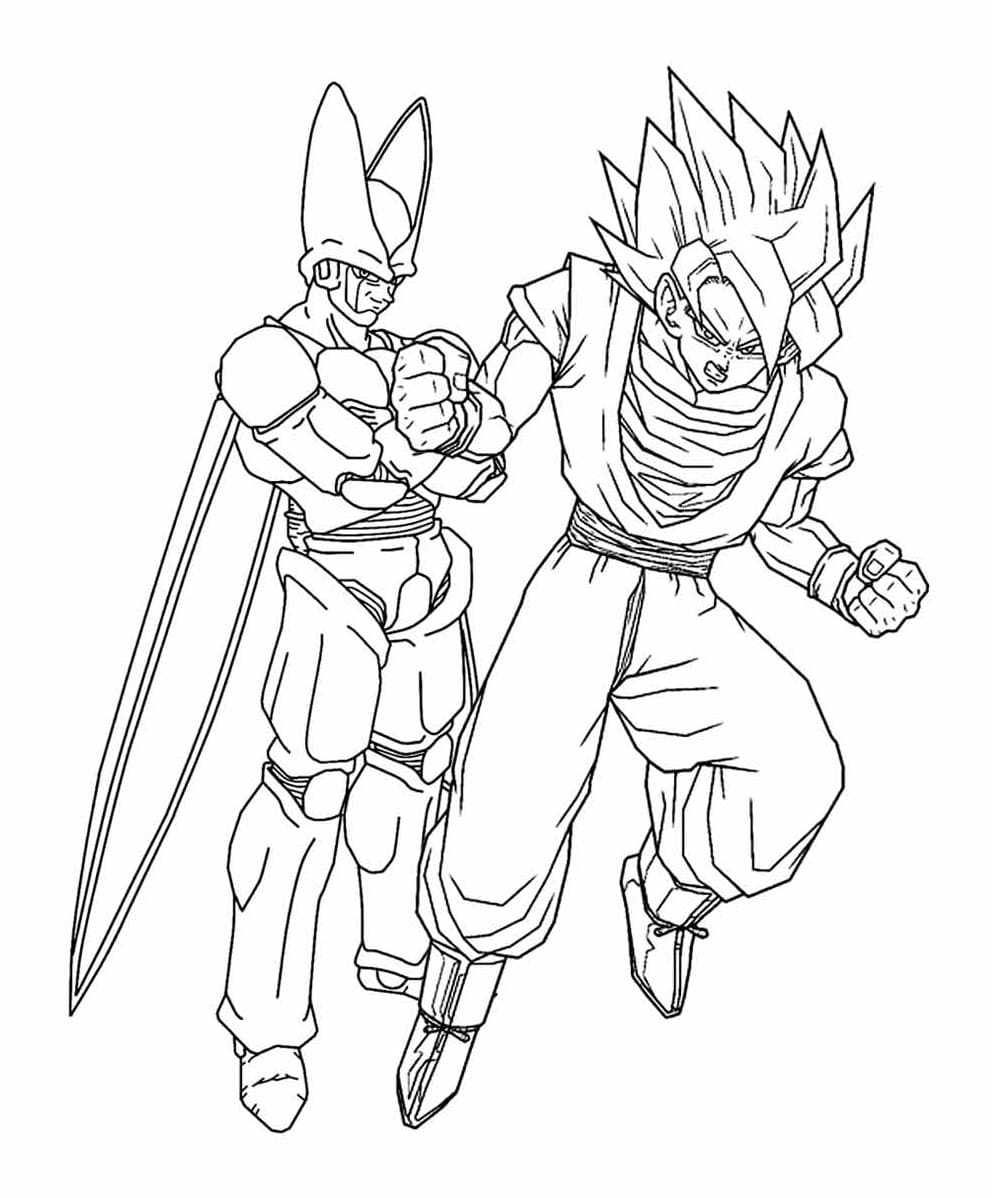 Desenho deCell e Goku de Dragon Ball Z para colorir