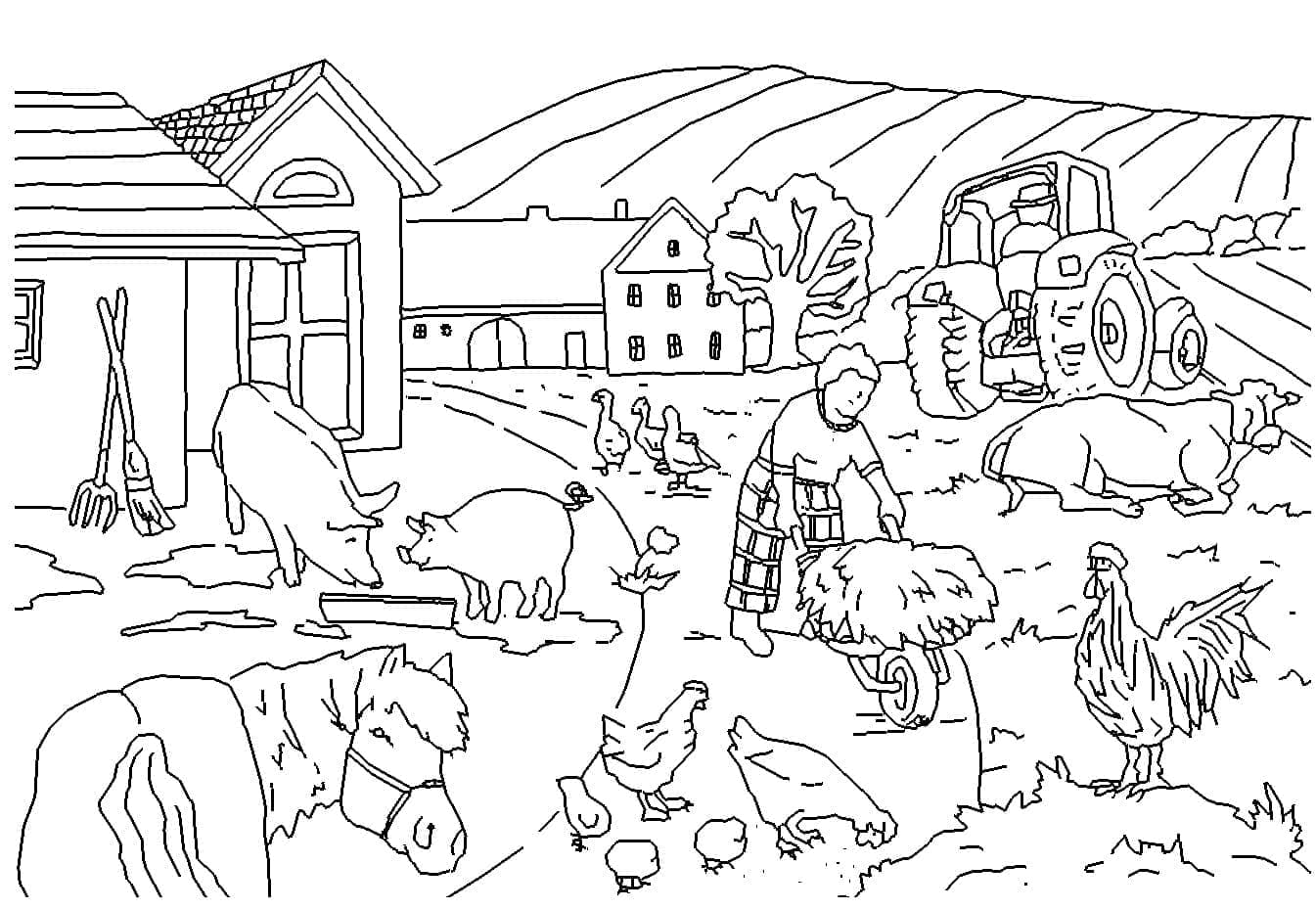 Desenho de Fazenda Grátis Para Crianças para colorir