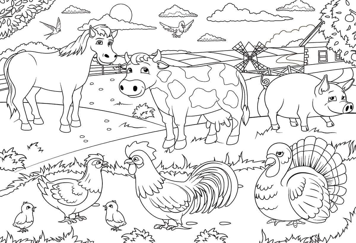 Desenho de Fazenda Imprimível Grátis Para Crianças para colorir