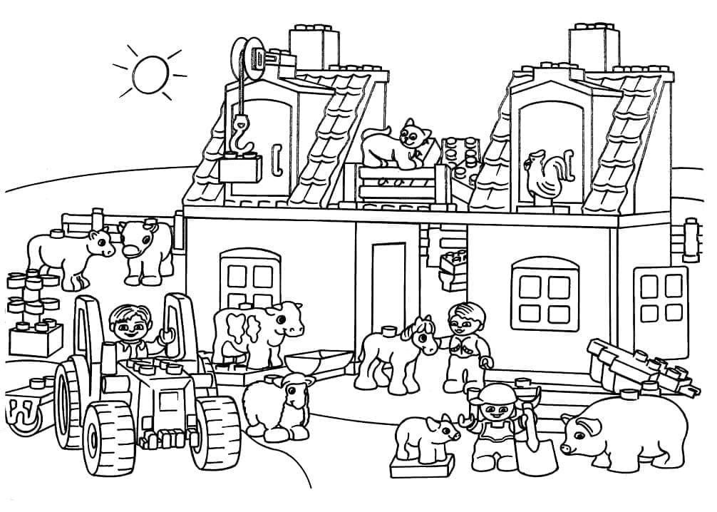 Desenho de Fazenda Lego para colorir