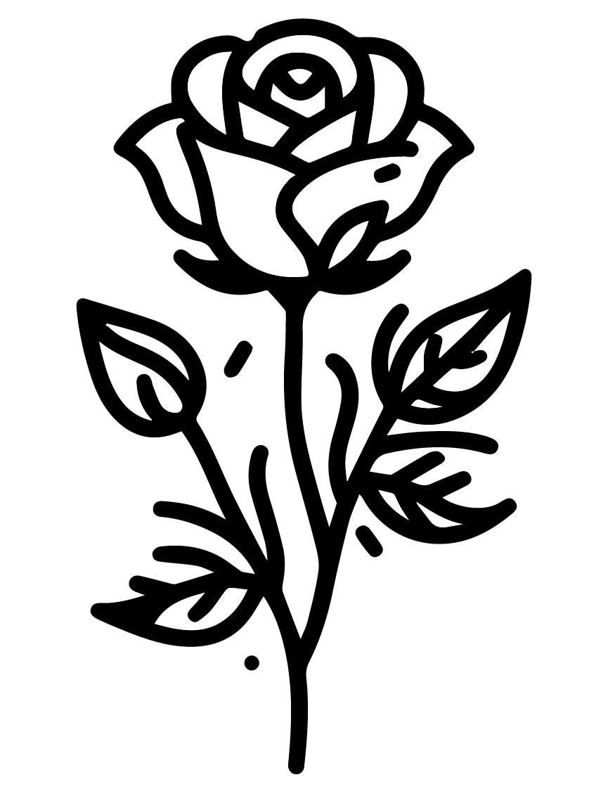 Desenho de Flor Rosa para colorir