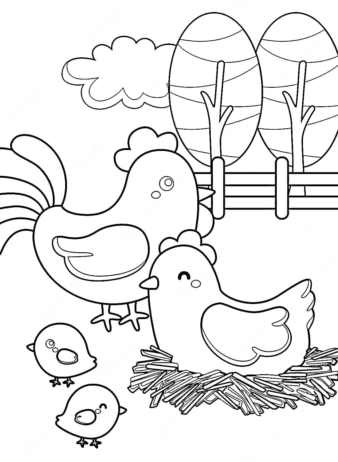 Desenho deGalinha Para Crianças de 1 Ano para colorir