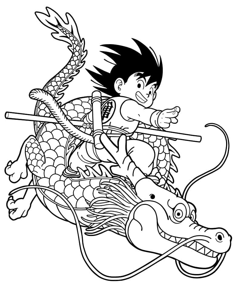 Desenho deGoku et Shenlong de Dragon Ball Z para colorir