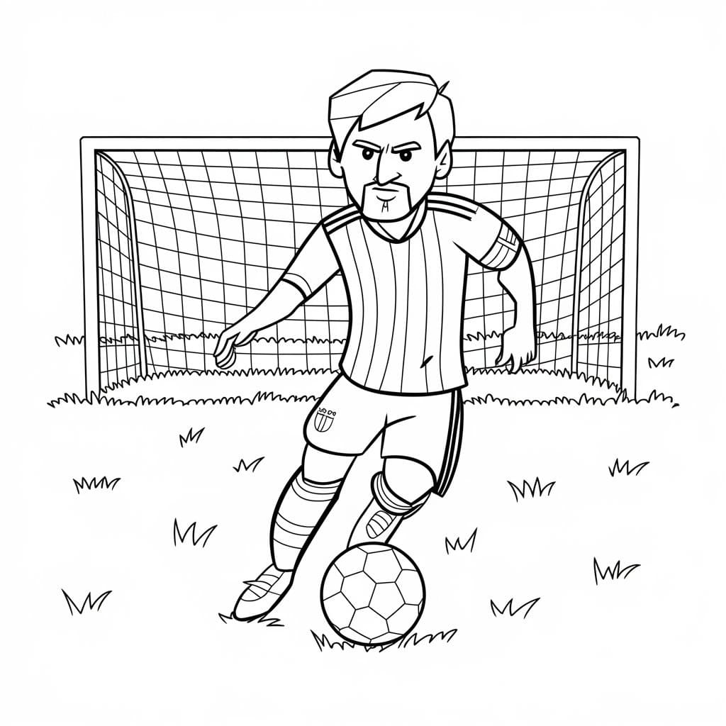 Desenho deLionel Messi Jogando Futebol para colorir