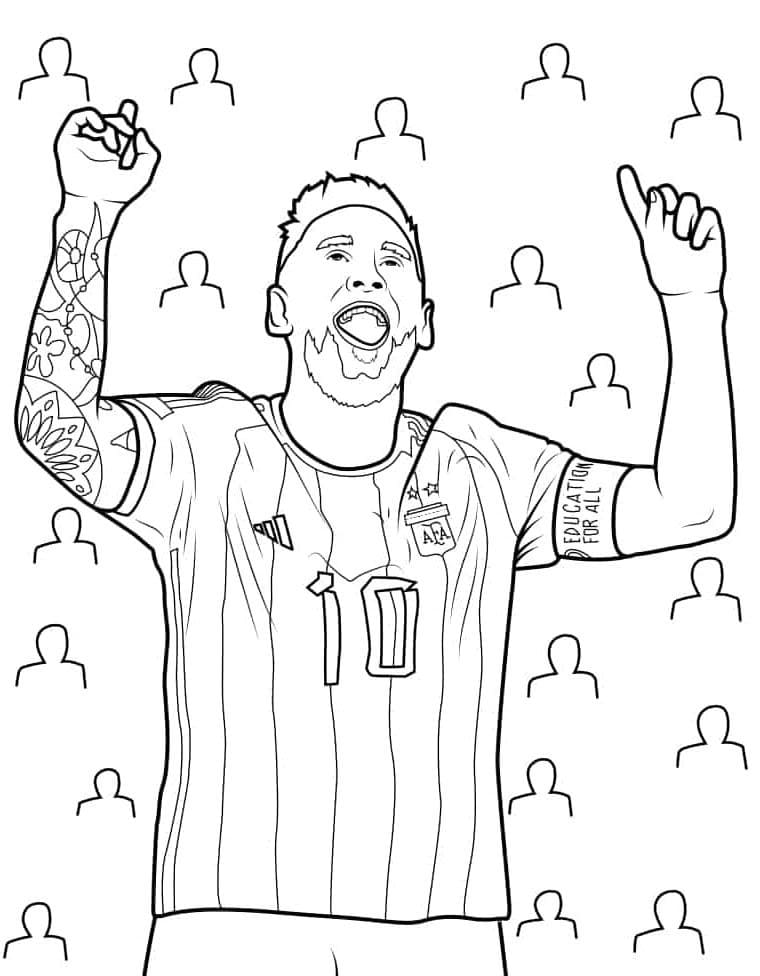 Desenho deLionel Messi Muito Feliz para colorir