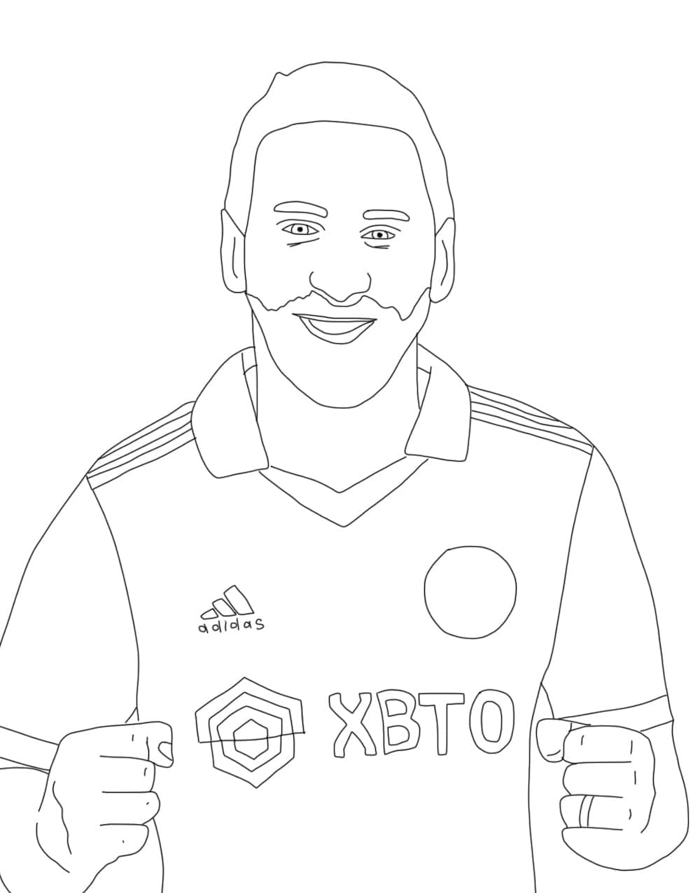 Desenho deLionel Messi Sorridente para colorir