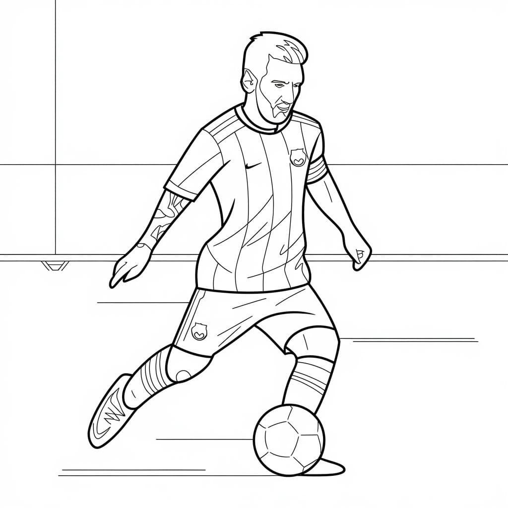 Desenho deLionel Messi está Jogando Futebol para colorir