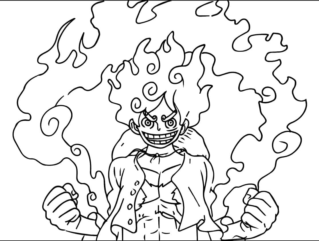 Desenho deLuffy Gear 5 de Anime One Piece para colorir