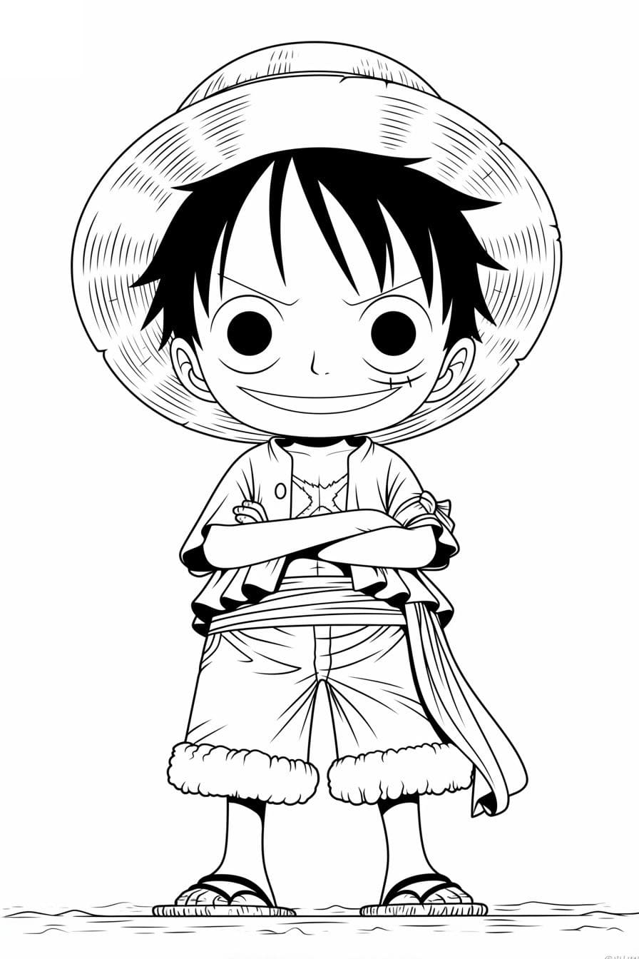 Desenho deOne Piece Luffy Chibi para colorir