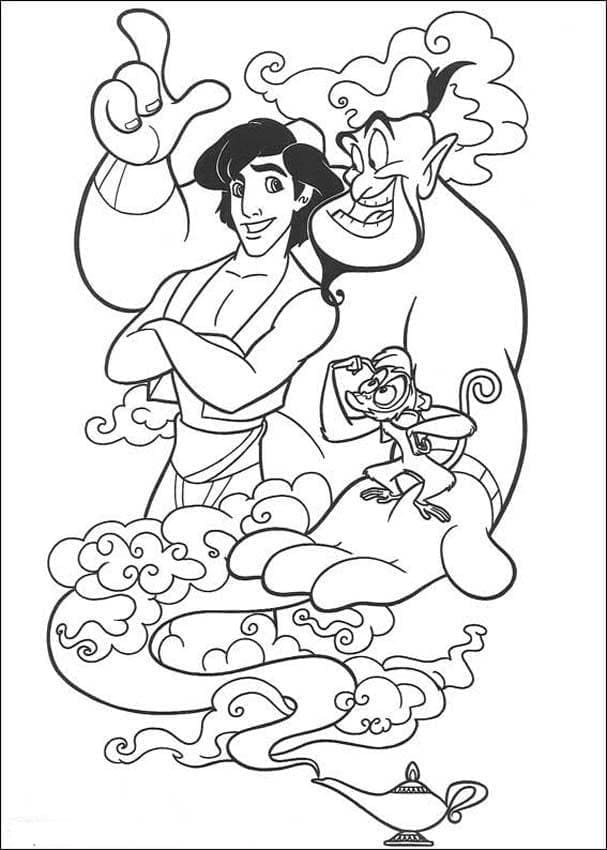 Desenho dePersonagens de Disney Aladdin para colorir